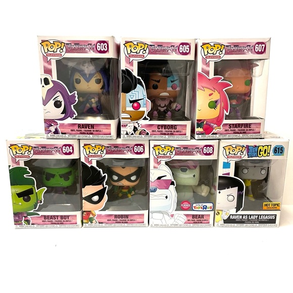 Funko Pop Television Teen Titans Go Starfire Raven Cyborg Bear Wave Bundle Lot